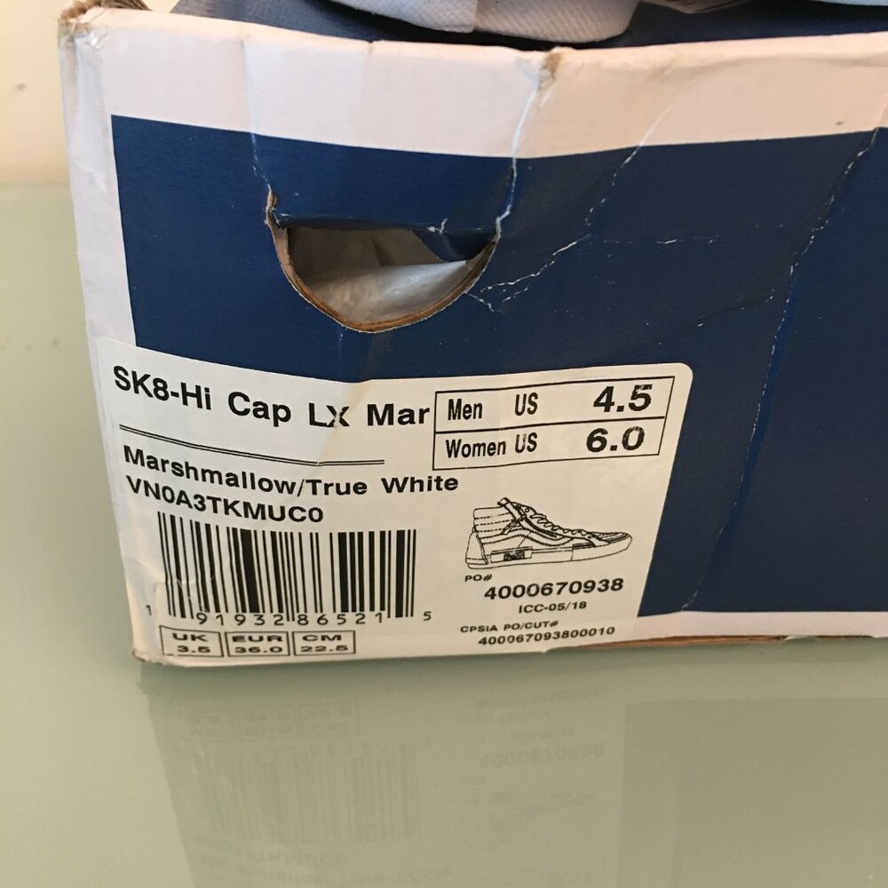 Vans SK8-Hi Cap LX "Marshmallow" Sz 4.5 NEW - Picture 4 of 8
